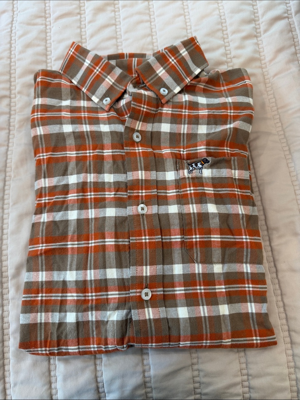 Southern Point Orange and Brown Plaid Button-Down Shirt
